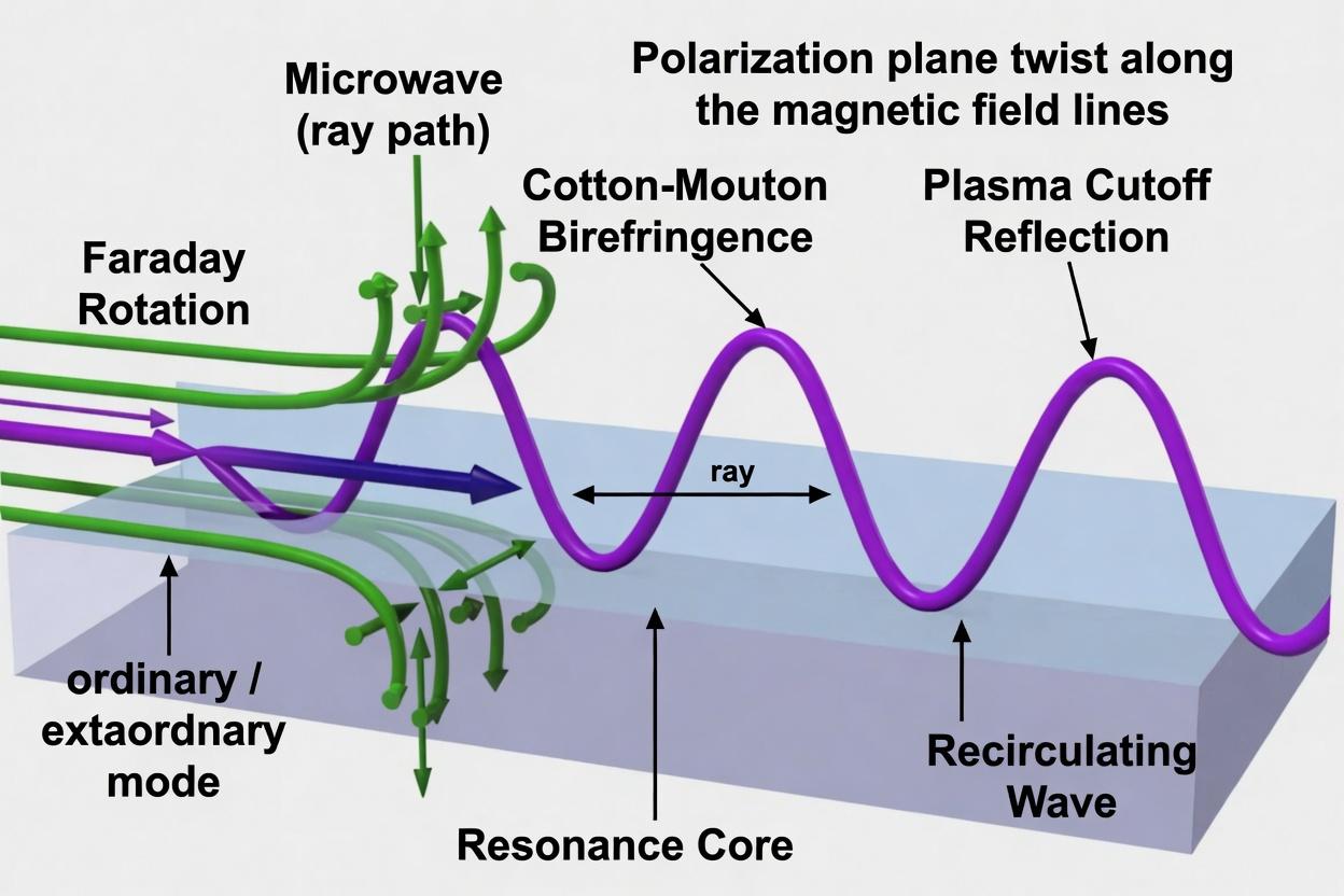 Schematic of Resonance Core showing underdense plasma core, overdense mirror layers, and microwave recirculation paths